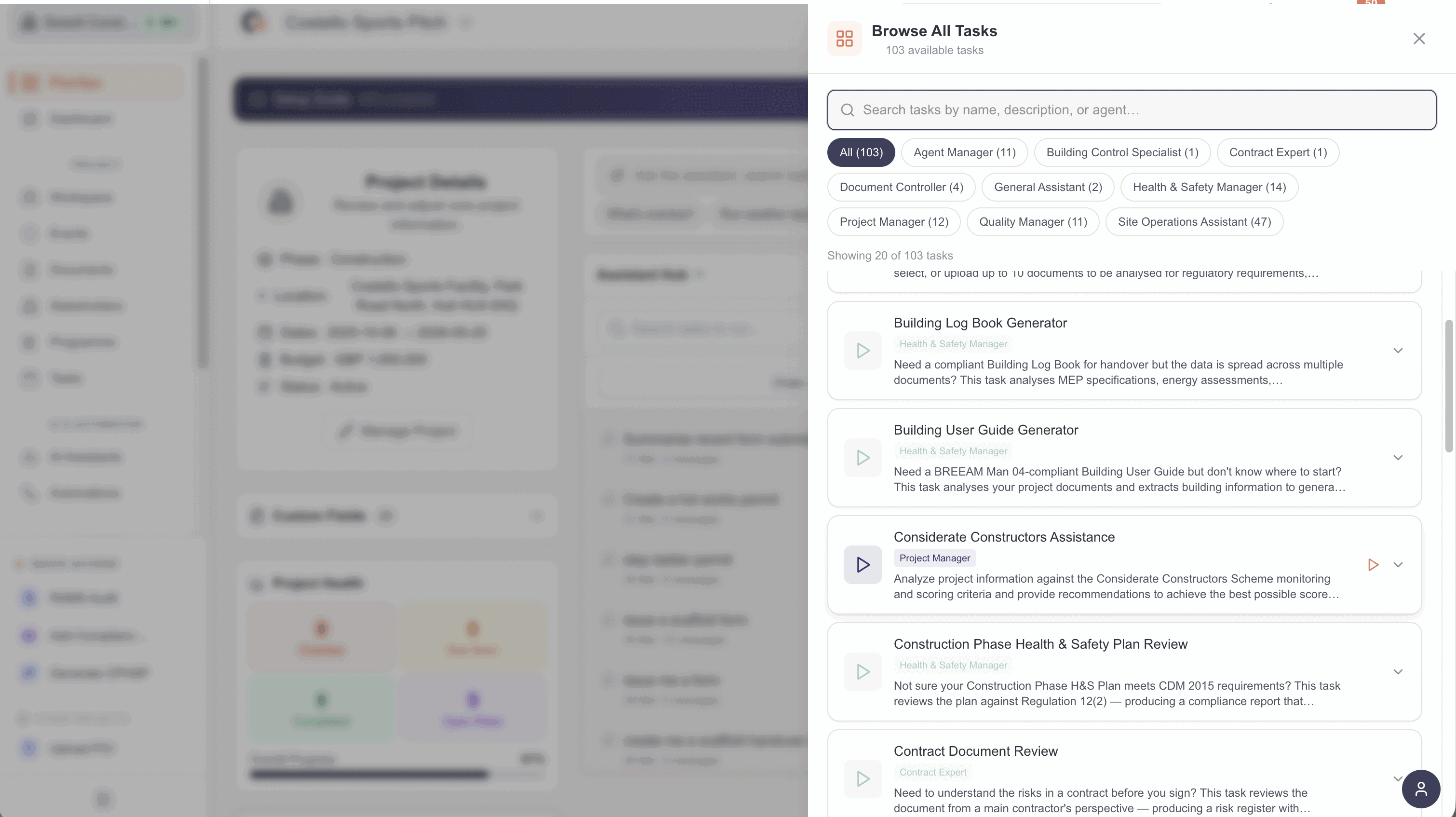 PlanOps AI Task Demo showing AI document analysis in action