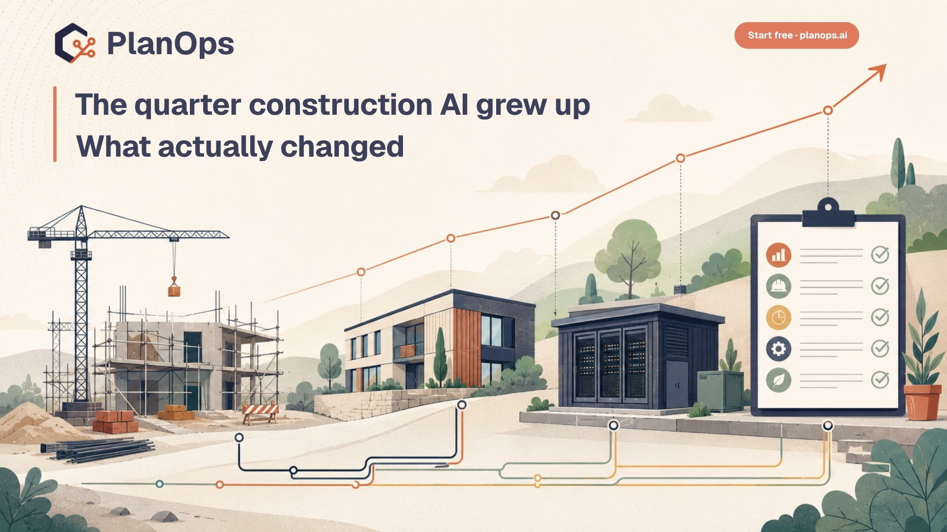 A construction site with digital overlays